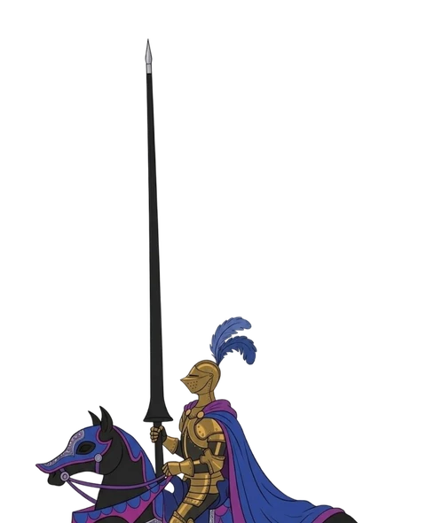 The blue knight on horseback, riding in place